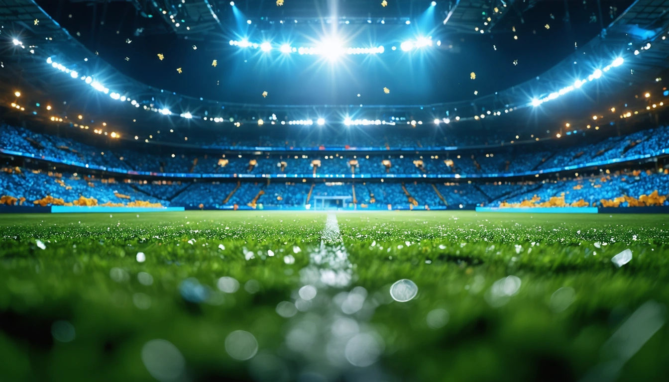 City skyline at night with neon reflections